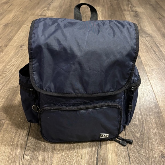 Y2K GAP Nylon Tech Backpack Rucksack Vintage 90s GORPcore Two Strap Navy Blue - Picture 2 of 15